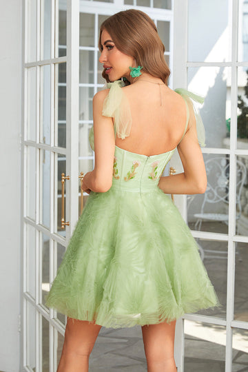 Sweetheart Green A Line Cocktail Party Dress with Beading